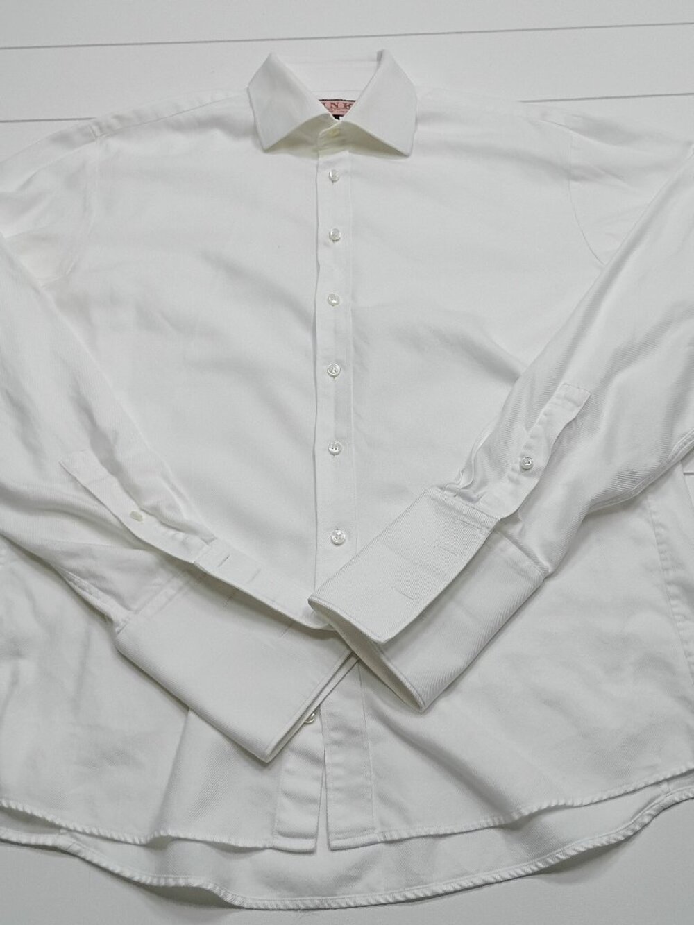Thomas Pink Slim Fit White Dress Shirt 16.5 42 French Cuff Luxury Business - Picture 4 of 9